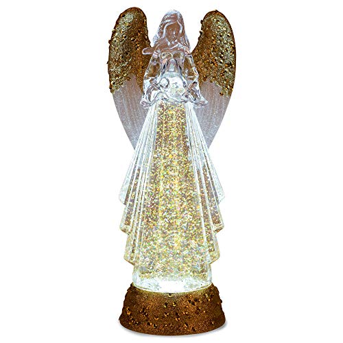 Roman 133404 Led Swirl Gold Angel with Bird, 12.5 inch