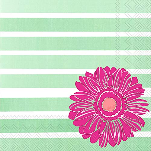 Boston International IHR 3-Ply Paper Napkins, 20-Count Cocktail Size, Pattern Play Gerbera Daisy