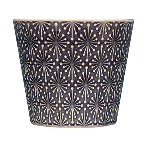 Foreside Home and Garden Blue Diamond Burst Pattern Glazed Ceramic Planter, 7 x 7 x 6