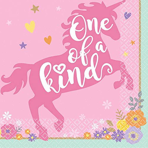 Amscan 501983 My First Unicorn Beverage Napkins, Multi