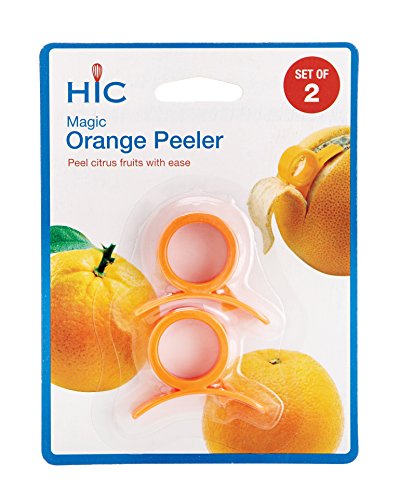 HIC Magic Orange Citrus Grapefruit Peelers, Plastic Safety Blade, Set of 2