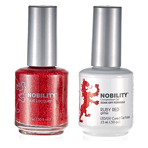 Lechat Nobility ‚Äì Gel Polish & Nail Lacquer Set - Glitter Collection - 0.5oz (Ruby Red NBCS107)