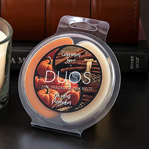 The Candle Cottage DWM111 DUOS Dual Fragrance Wax Melts Candles - Decadent Pumpkin/Cinnamon spice - Highly-Scented Soy Candle, Made in USA, Lead-Free Wick, 4 oz