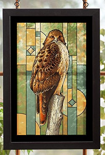 Wild Wings(MN) Red-tailed Hawk Stained Glass Art by John S Wilson
