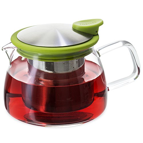 Forlife Bell Glass Teapot with Basket Infuser, 14-Ounce/430ml, Lime