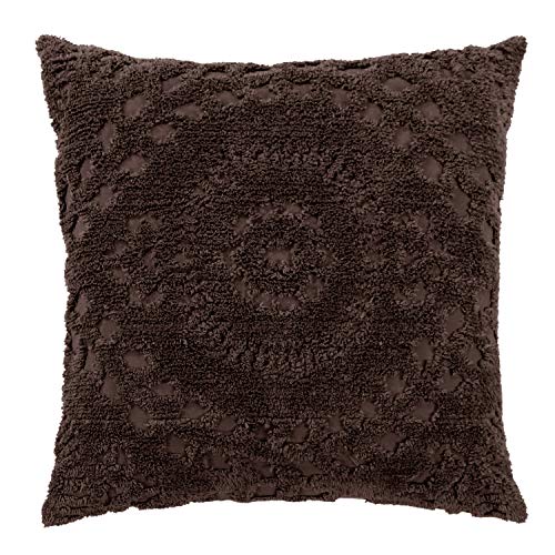 Better Trends Rio Collection is super soft and light weight in Floral Design 100 Percent Cotton Tufted Unique Luxurious Machine Washable Tumble Dry, Euro Sham, Chocolate