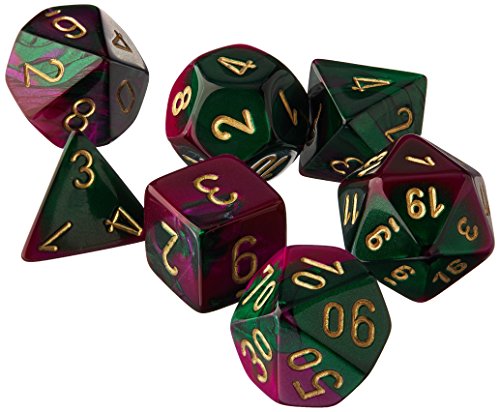 Chessex CHX26434 Dice-Gemini Set, One Size, Green/Purple/Gold