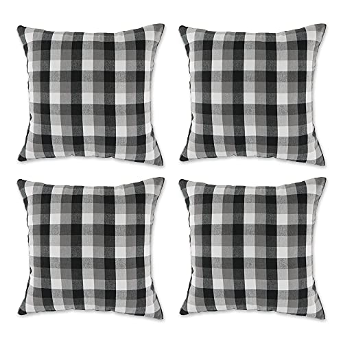 DII Design Throw Pillow Cover Collection Decorative Square, 18x18, Gray Tri-Color, 4 Piece
