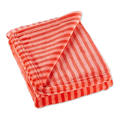 DII Design Bone Dry Striped Monochromatic Microfiber Pet Blanket, 36x48", Red