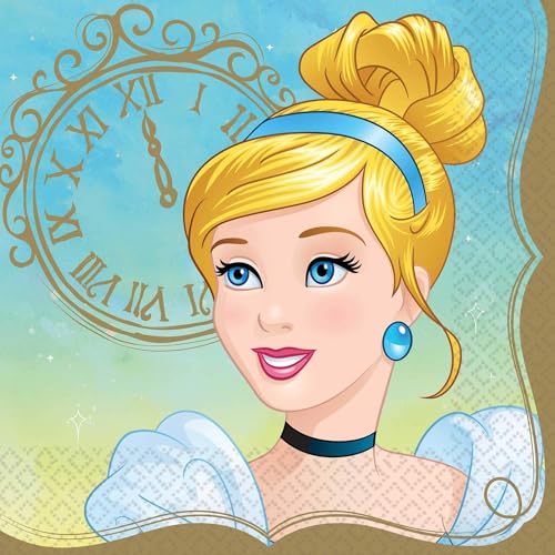 "Disney Princess" Cinderella Luncheon Party Napkins, 6.5" x6.5", 16 Ct.