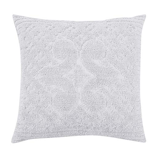 Better Trends Ashton Collection is Super Soft and Light Weight in Medallion Design 100 Pecent Cotton Tufted Unique Luxurious Machine Washable Tumble Dry, Euro Sham, White