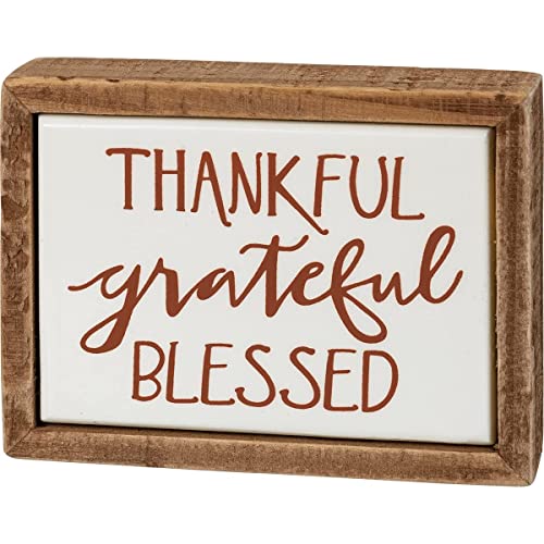 Primitives by Kathy Thankful Grateful Blessed Home Dcor Sign