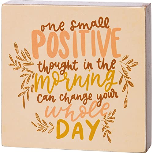Primitives By Kathy 112582 One Small Positive Thought Block Sign, 4-inch Square