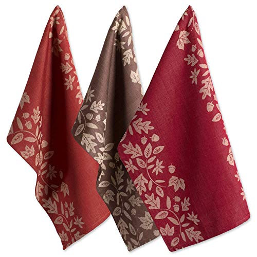 DII Design Fall Basics Collection Jacquard Dishtowel Set, 18x28, Harvest Vine 3 Piece