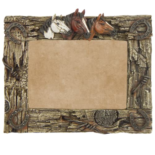 Comfy Hour Western Retro Collection Resin Art 7"x5" Photograph Imitated Deadwood Horsehead Photo Frame