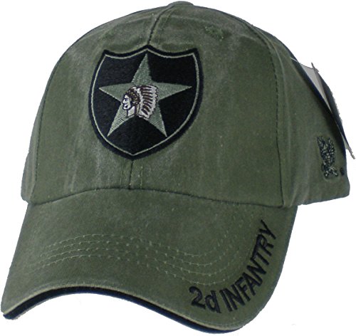 Eagle Crest US Army 2nd Infantry Division OD Green Ball Cap, Adjustable