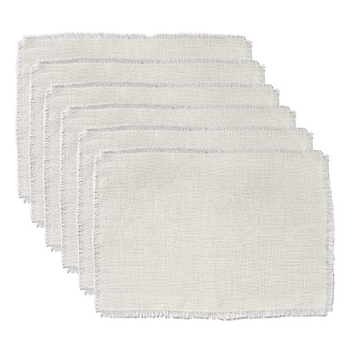 DII Design Jute Burlap Collection Kitchen Tabletop, Placemat Set, 13x19, Ivory Solid, 6 Piece