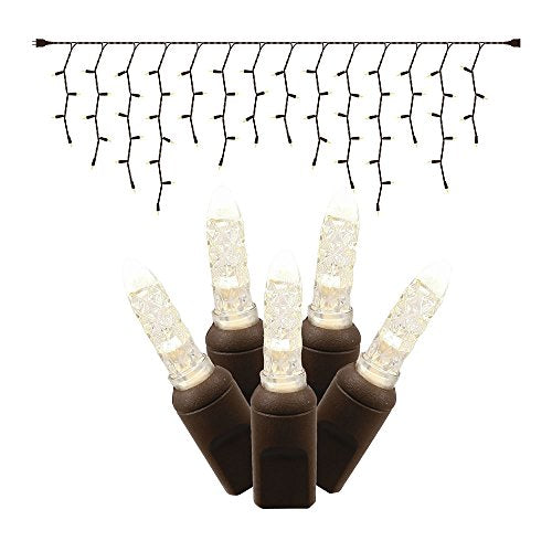 Vickerman Set of 70 Warm Clear LED M5 Mini Icicle Christmas Lights - Brown Wire