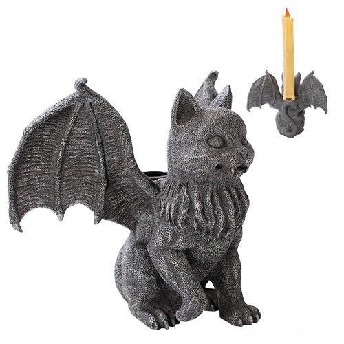 Pacific Trading Cat Gargoyle Candle Holder Home Decor Statue Made of Polyresin