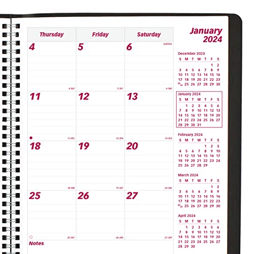 Rediform Brownline Monthly Planner 2023 14 Months December 2023 to January 2025 and Twin-Wire Binding, 11-inch Height, Black