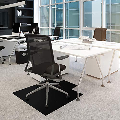 Floortex Cleartex Advantagemat Black Chair Mat - Office, Hard Floor, Carpeted Floor - 48" Length x 36" Width x 0.60" Thickness - Rectangle - Classic - Polyvinyl Chloride (PVC) - Black