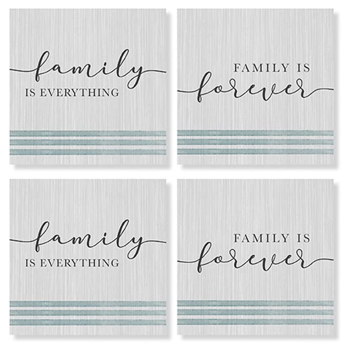 Carson Home Family Decor House Coaster, 4-inch Square, Set of 4