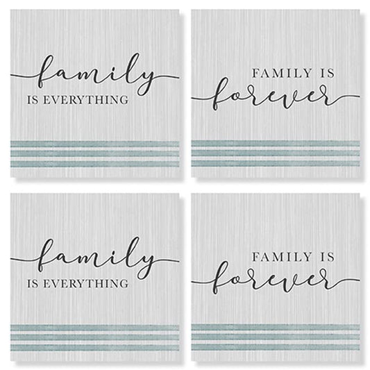 Carson Home Family Decor House Coaster, 4-inch Square, Set of 4