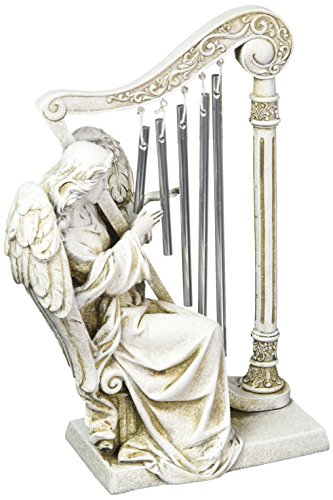 Roman Josephs Studio Garden Wind Chime, 68367, Angel with Harp Wind Chimes, 10 inches tall