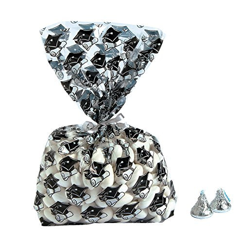 Fun Express - Black Graduation Cello Bags for Graduation - Party Supplies - Bags - Cellophane Bags - Graduation - 12 Pieces