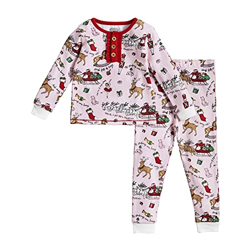 Mud Pie Baby Night Before Christmas Girl Pajamas, 12-18 Months,Pink