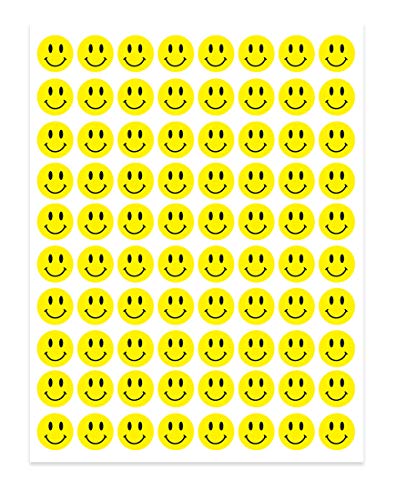 Hygloss Products Happy Smiley Face Yellow Dot Stickers - 240 Labels - 1/2 Inch, 3 Sheets