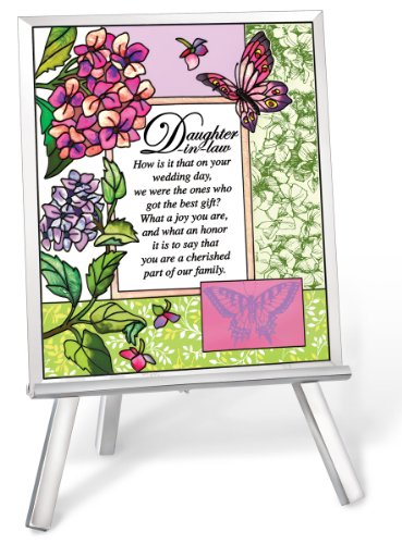 Amia 41222 Hand-Painted Glass Plaque with Easel, 5 by 6-Inch, Daughter-in-Law