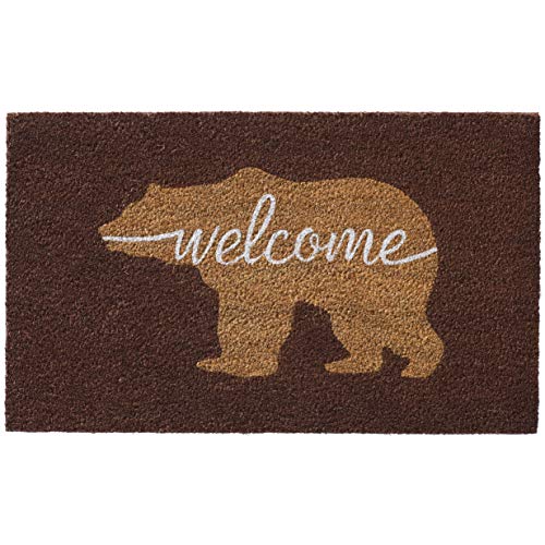 Larry Traverso Bear Welcome 100% Coir Doormat, 18 x 30 inches, Naturally Durable, PVC-Backing, Sustainable