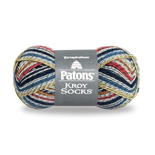 Spinrite Yarns (CA) Patons Kroy Socks Yarn - (1) Super Fine Gauge - 1.75 oz - Blue Striped - For Crochet, Knitting & Crafting