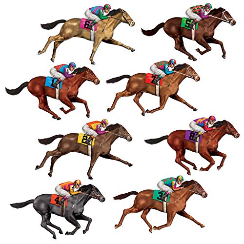 Beistle 8 Piece Printed Plastic Race Horse Prop Wall Decorations