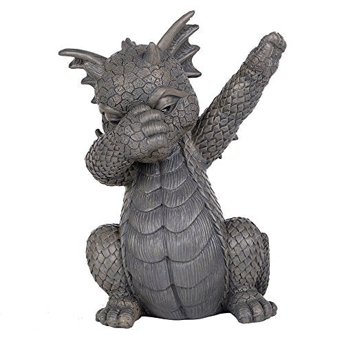 Pacific Trading Giftware Garden Dragon Dabbing Dragon Garden Display Decorative Accent Sculpture Stone Finish 10 Inch Tall