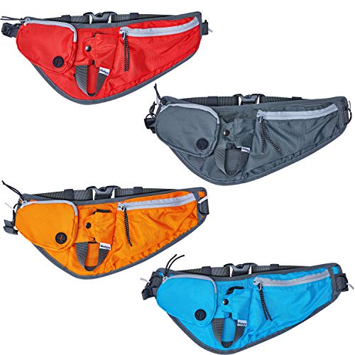 Blueberry Pet Blueberry Style Grey Bumbag Waist Bag Fanny Pack for Walking Running - Built-in Poop Bag Holder, Dog Treat Pouch, Adjustable Waistband, and Bottle Holder