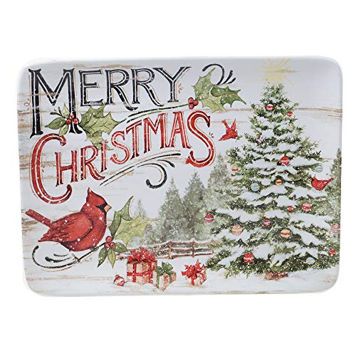 Certified International Evergreen Christmas Rectangular Platter, Multicolored