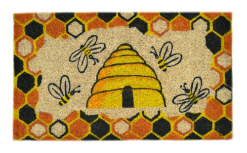 Imports Decor Decorated Coir Doormat, Beehive Design, 18-Inch by 30-Inch