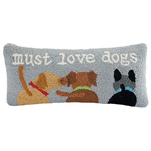 Mud Pie Must Love Dogs Hook Pillow, 1 Count (Pack of 1), Gray