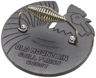Old Mountain Pre Seasoned  Rooster Shaped Bacon/Grill Press, 7 1/2 Inch Diameter
