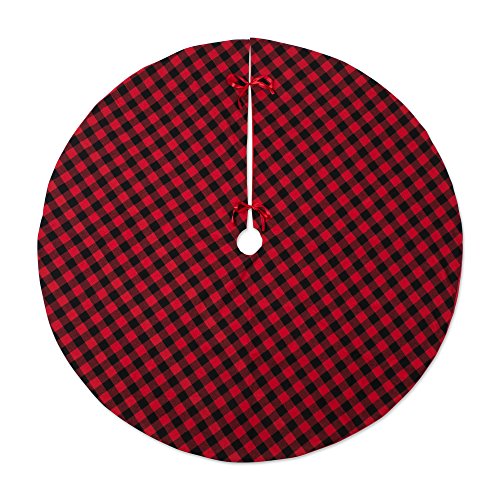 DII Design CAMZ10924 Christmas Tree Skirt, Red & Black Buffalo Check