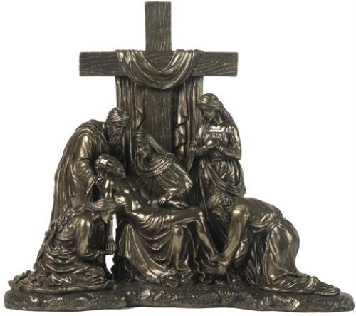 Unicorn Studio 11.75" Jesus Removed From The Cross in Calvary Figurine, Bronze Color