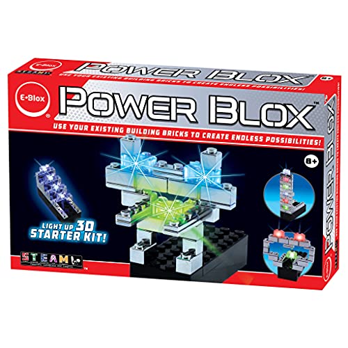E-Blox Power Blox Builder - Starter Kit 3D LED Light-Up Building Blocks Toys Set for Kids Ages 8+