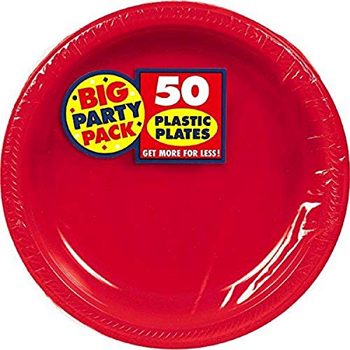 Amscan Apple Red Plastic Plates Big Party Pack, 50 Ct. | Tableware