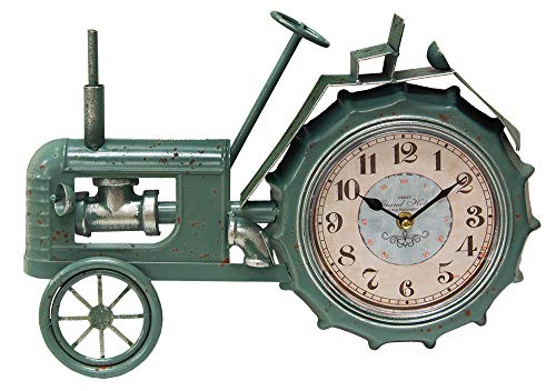 CWI Primitive Collections Farmhouse tractor metal clock Hang or sit desktop