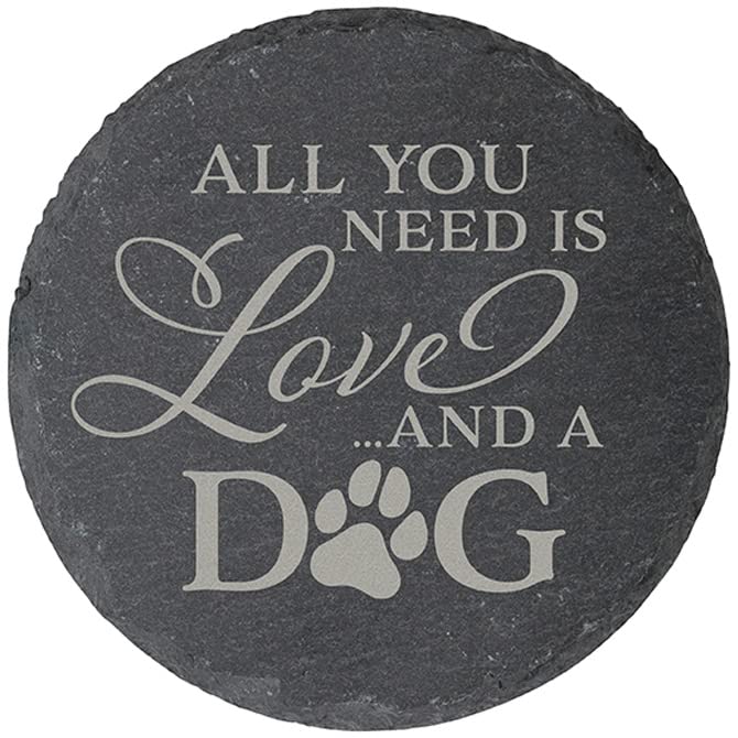 Carson Home Love and Dog Coaster, 4-inch Diameter, Set of 4