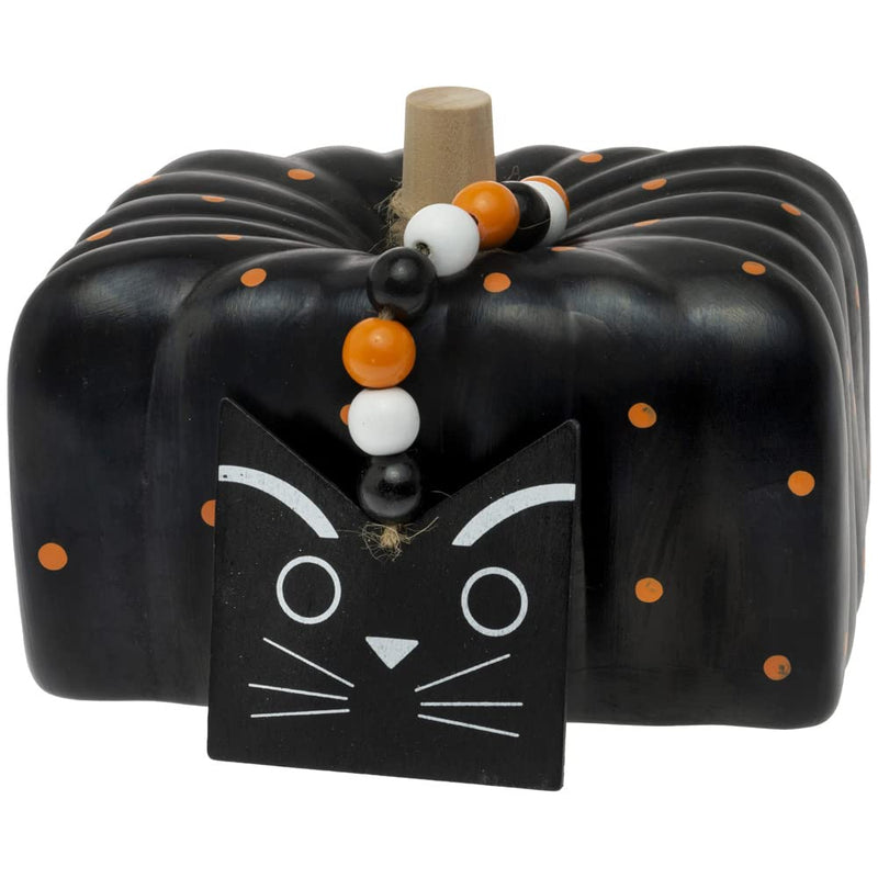 Boston International Halloween Ceramic Pumpkin Tabletop Decorations, 7 x 5-Inches, Squat Black Rectangle