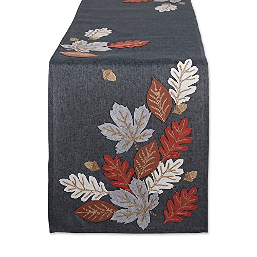 DII Design Fall Table D√©cor Embroidered Tabletop for Thanksgiving Dining, Table Runner, 14x108, Autumn Leaves