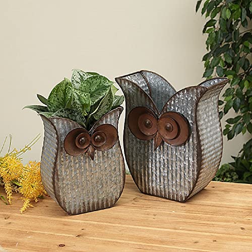 Gerson International Owl Planter, Nesting Metal, 12.7-inch Height, Set of 2